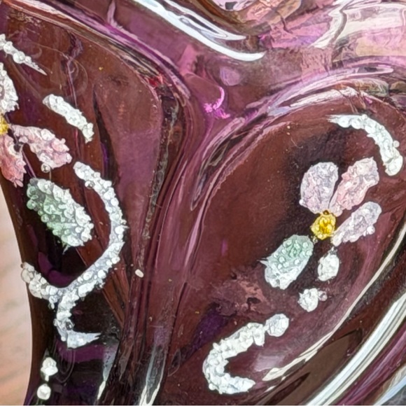 Fenton Amethyst Purple Hand Painted Glass Shoe - Signed - Sticker - Vintage EUC - Picture 9 of 11